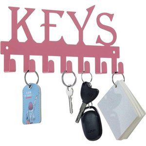 Decorative Pink Metal Keys Holder Wall Vintage Keys Hook Home Decor Decorative